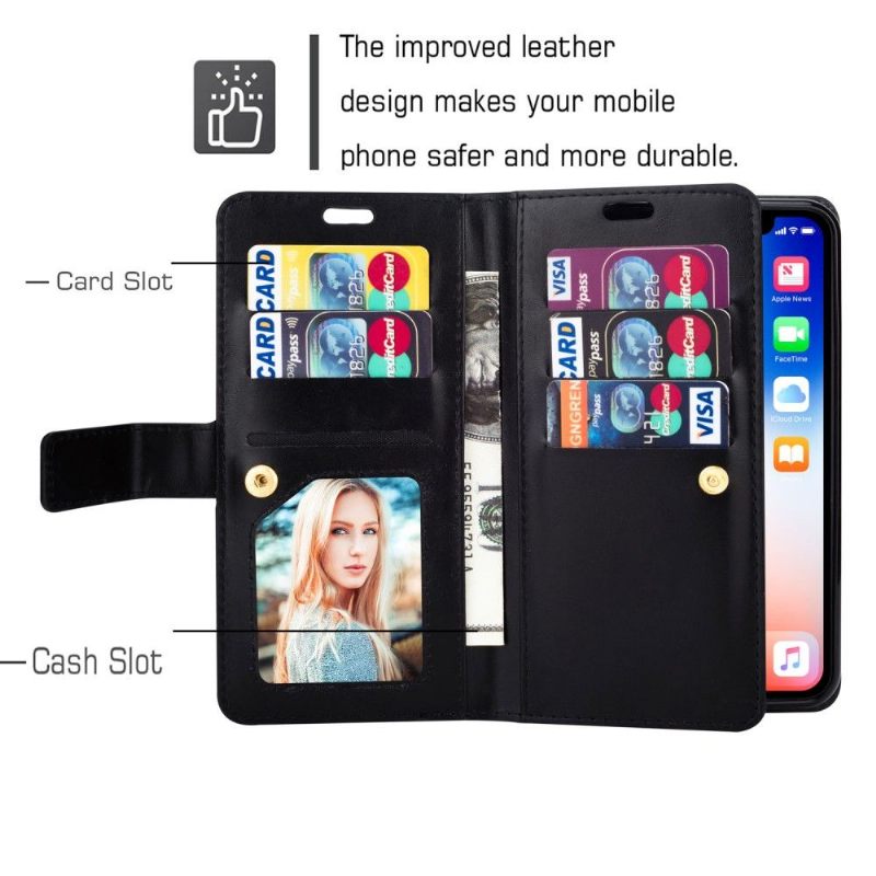 Cover voor Samsung Galaxy S10 Plus Portemonnee Leren Leer Met Band