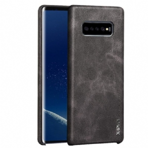 Hoesje voor Samsung Galaxy S10 Plus Vintage Serie Leder - Donkerbruin