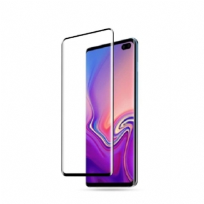 Telefoonhoesje voor Samsung Galaxy S10 Plus Bescherming Hoesje Schermbeschermer Van Gehard Glas Op Ware Grootte - Zwart