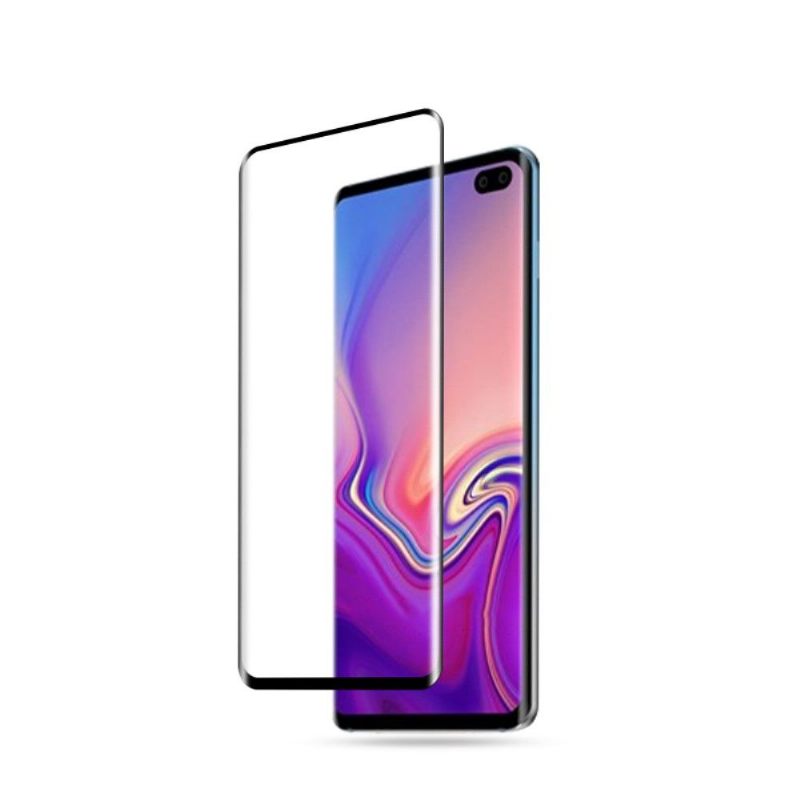 Telefoonhoesje voor Samsung Galaxy S10 Plus Bescherming Hoesje Schermbeschermer Van Gehard Glas Op Ware Grootte - Zwart