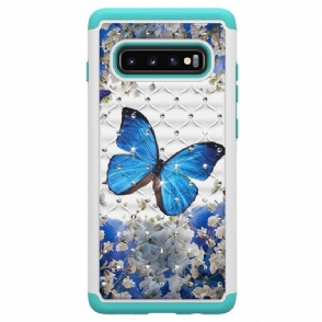 Telefoonhoesje voor Samsung Galaxy S10 Plus Schokbestendige Blauwe Vlinder
