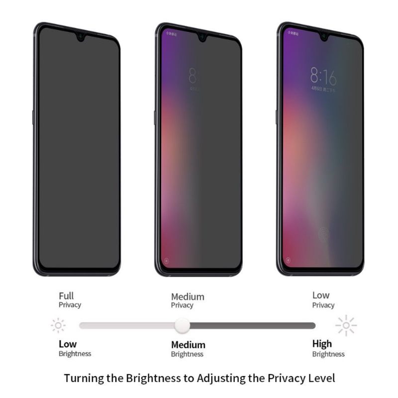 Telefoonhoesje voor Xiaomi Mi 9 - Gehard Glas En Privacyfilter