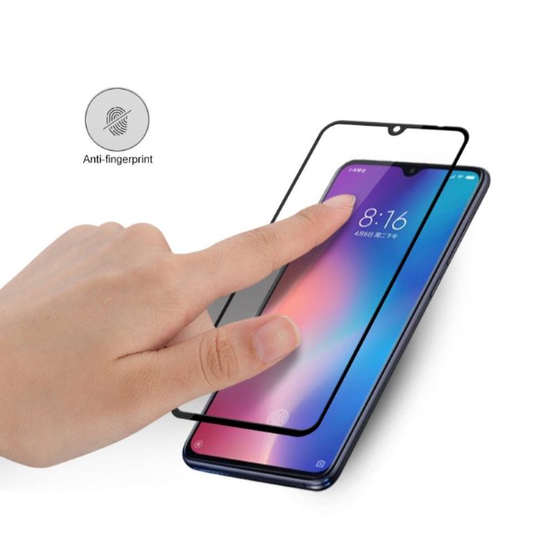 Xiaomi Mi 9 - Schermbeschermer Van Gehard Glas Op Ware Grootte - Zwart