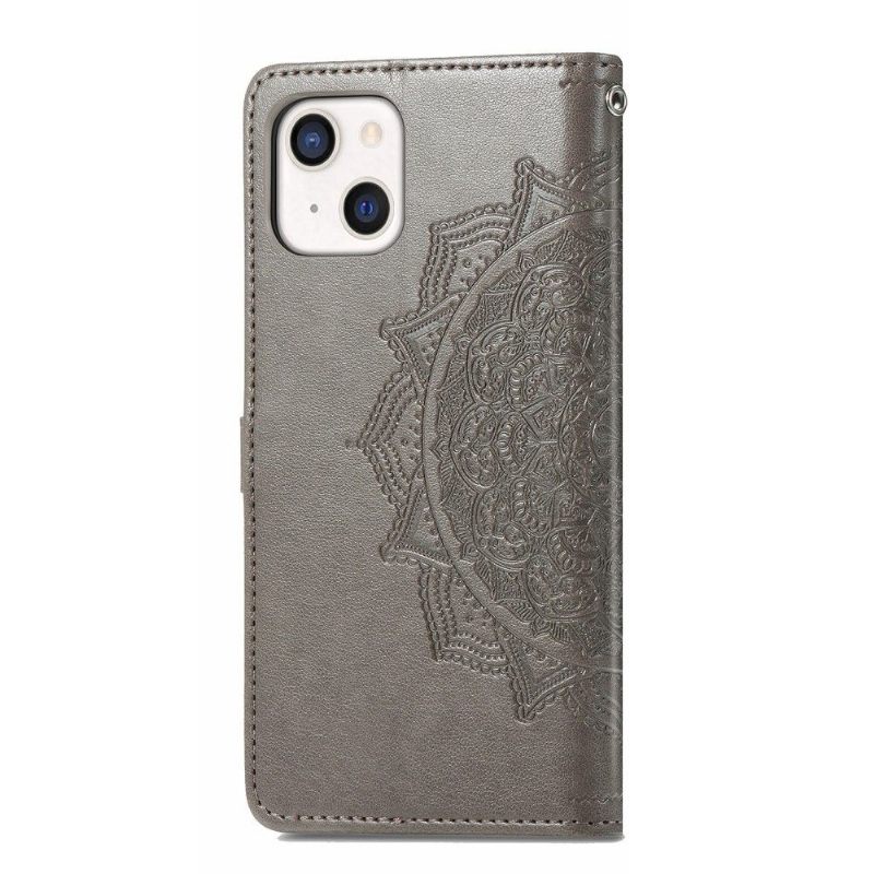 Flip Case voor iPhone 13 Mini Mandala Van Kunstleer Met Reliëf