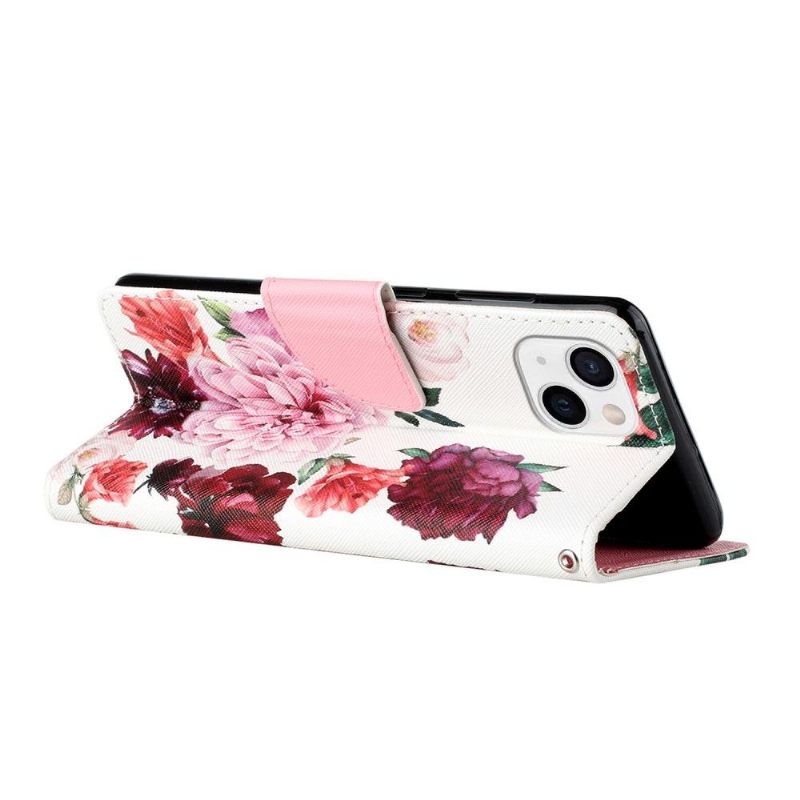 Flip Case voor iPhone 13 Mini Pioenbloem