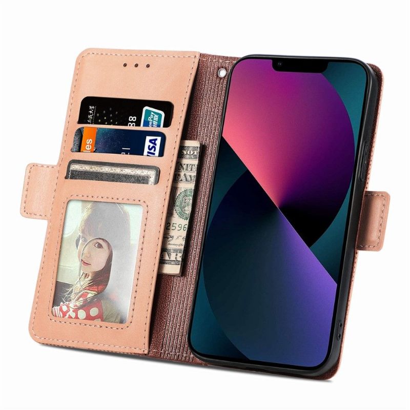 Folio-hoesje voor iPhone 13 Mini Kunstleer Met Gaten