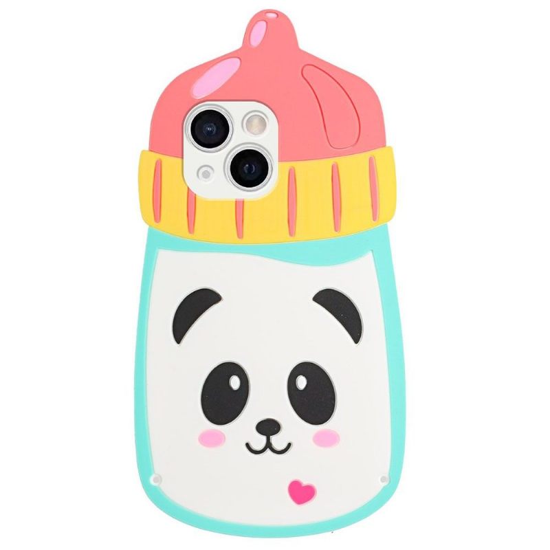 Hoesje voor iPhone 13 Mini 3d Panda-babyfles Met Riem