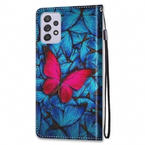 Folio-hoesje voor Samsung Galaxy A33 5G Blauwe En Roze Vlinders