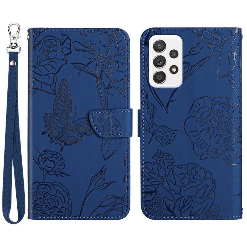 Folio-hoesje voor Samsung Galaxy A33 5G Illustratie Van Vlinder En Bloemen