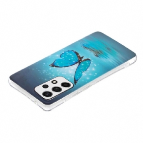 Hoesje voor Samsung Galaxy A33 5G Lichtgevende Blauwe Vlinder