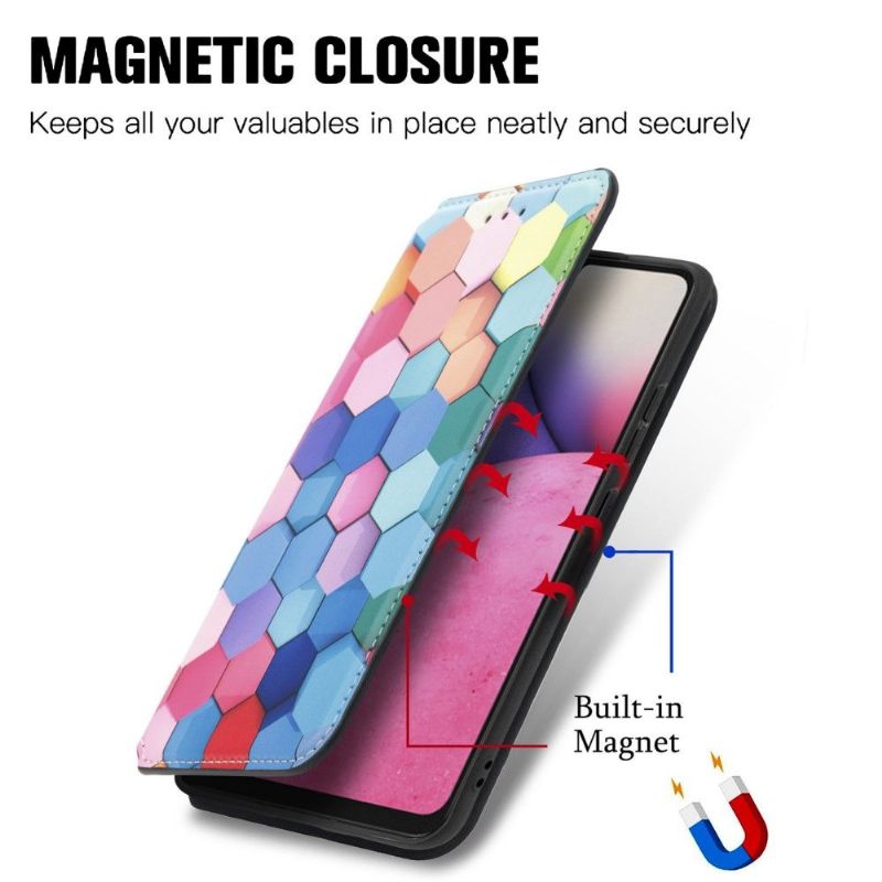 Leren Hoesje voor Samsung Galaxy A33 5G Bescherming Folio-hoesje Gekleurde Honingraat Flip Flap