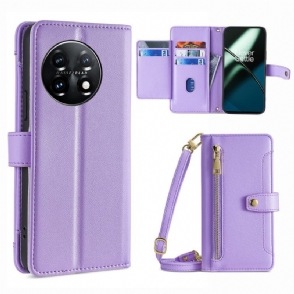 Folio-hoesje voor OnePlus 11 5G Portemonnee Portemonnee Met Lanyard En Schouderriem