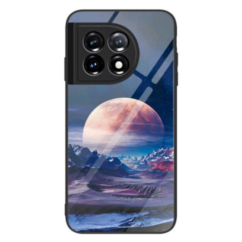 Hoesje voor OnePlus 11 5G Space Moon Gehard Glas