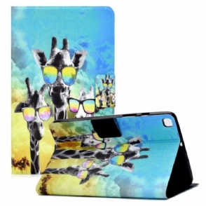 Leren Hoesje voor Samsung Galaxy Tab A7 Lite Funky Giraffen