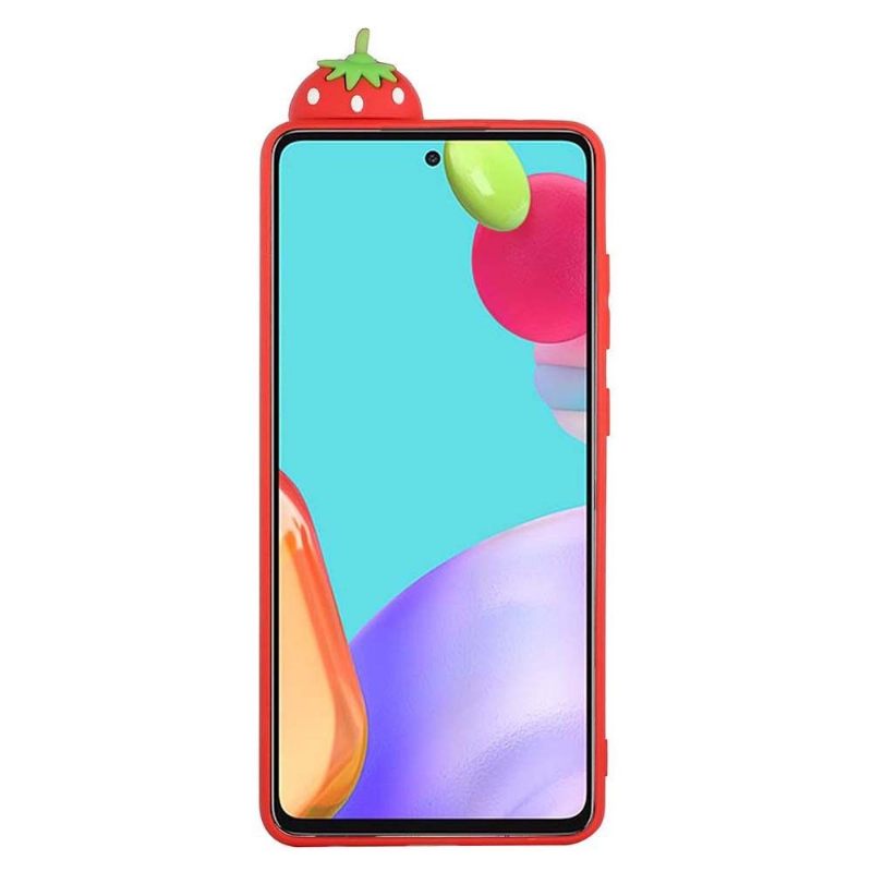 Hoesje voor Samsung Galaxy A53 5G Siliconen Aardbei 3d