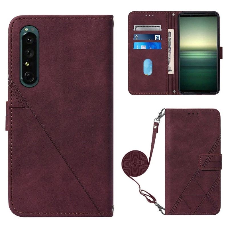 Flip Case voor Sony Xperia 1 IV Geometrisch Ontwerp Met Riem