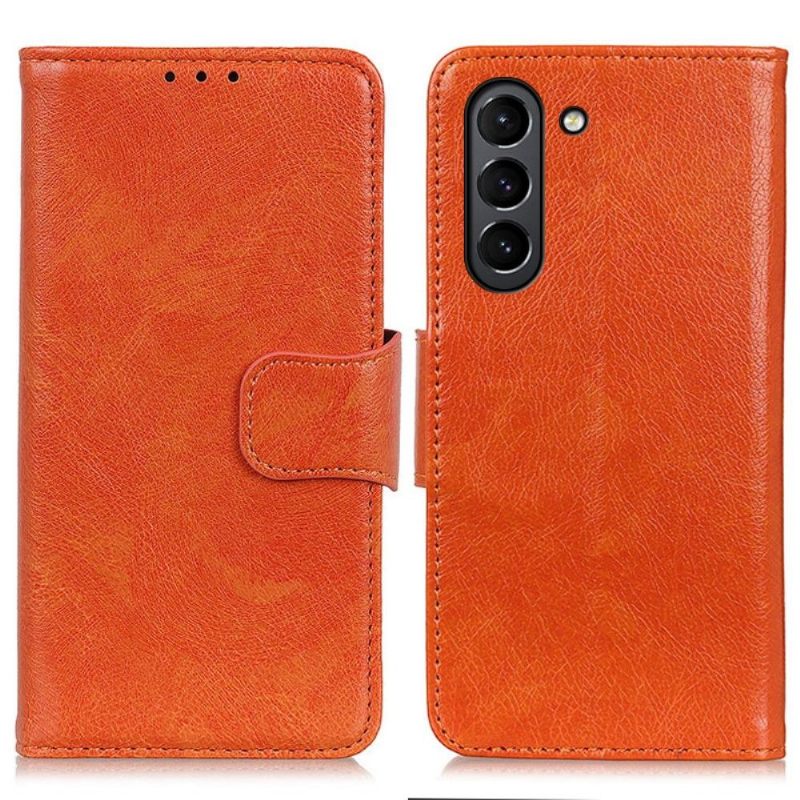 Flip Case voor Samsung Galaxy S21 FE Verouderde Lederen Stijl