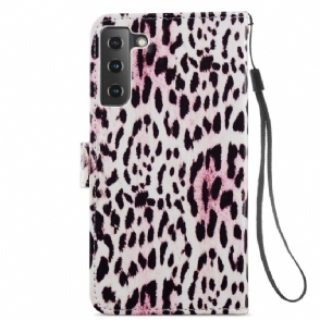 Folio-hoesje voor Samsung Galaxy S21 FE Anti-fall Luipaardpatroon