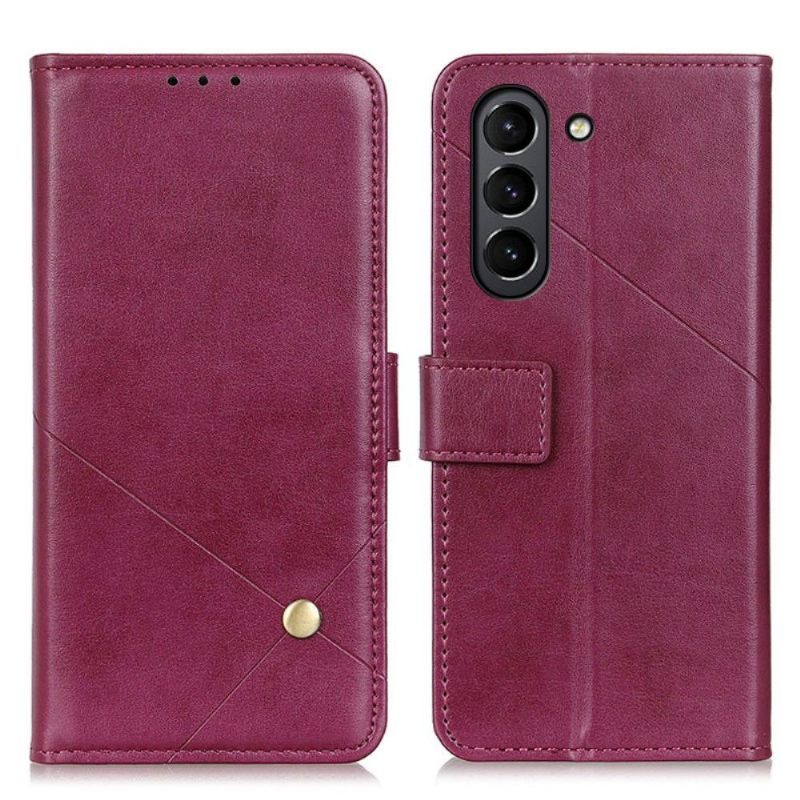 Folio-hoesje voor Samsung Galaxy S21 FE Faux Lederen Flap Met Klinknagel