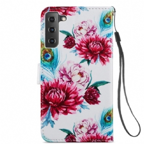 Folio-hoesje voor Samsung Galaxy S21 FE Pauwbloem