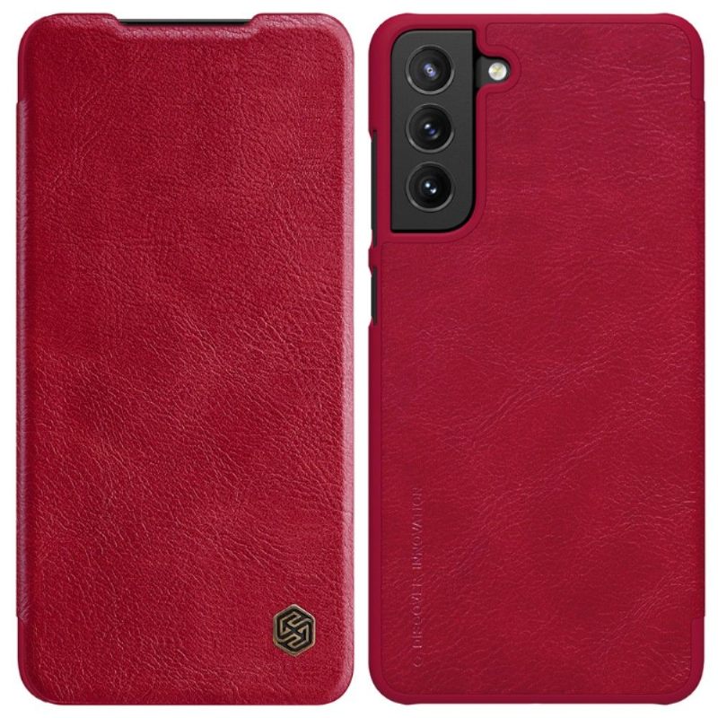 Folio-hoesje voor Samsung Galaxy S21 FE Qin-serie Leereffect