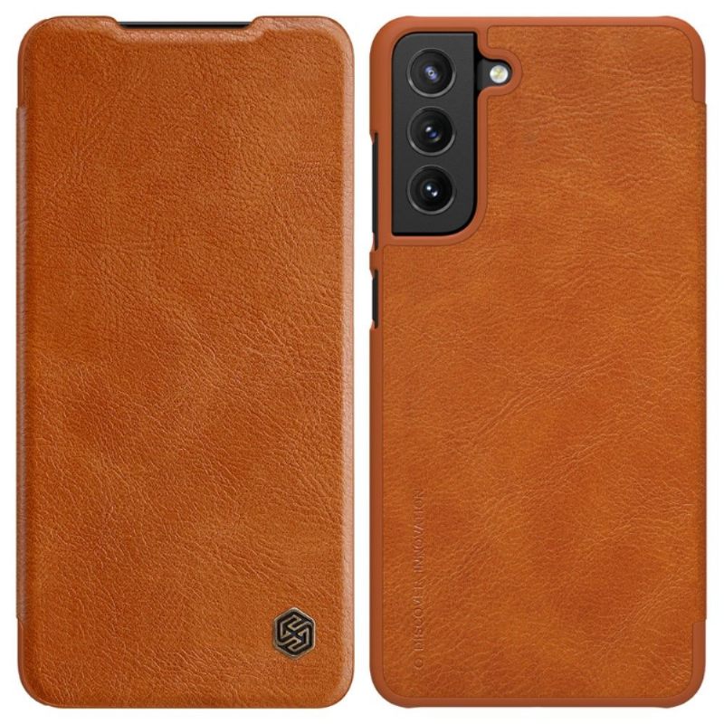 Folio-hoesje voor Samsung Galaxy S21 FE Qin-serie Leereffect