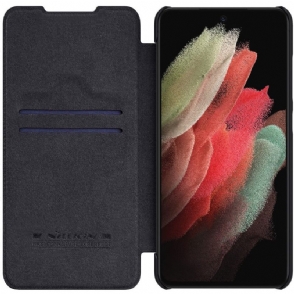 Folio-hoesje voor Samsung Galaxy S21 FE Qin-serie Leereffect