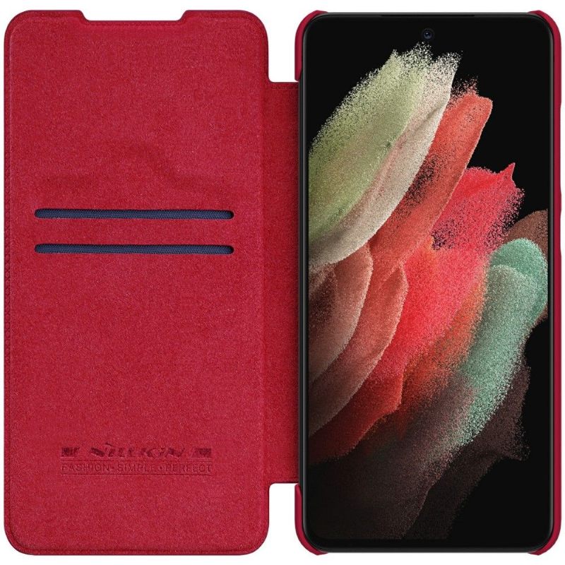 Folio-hoesje voor Samsung Galaxy S21 FE Qin-serie Leereffect