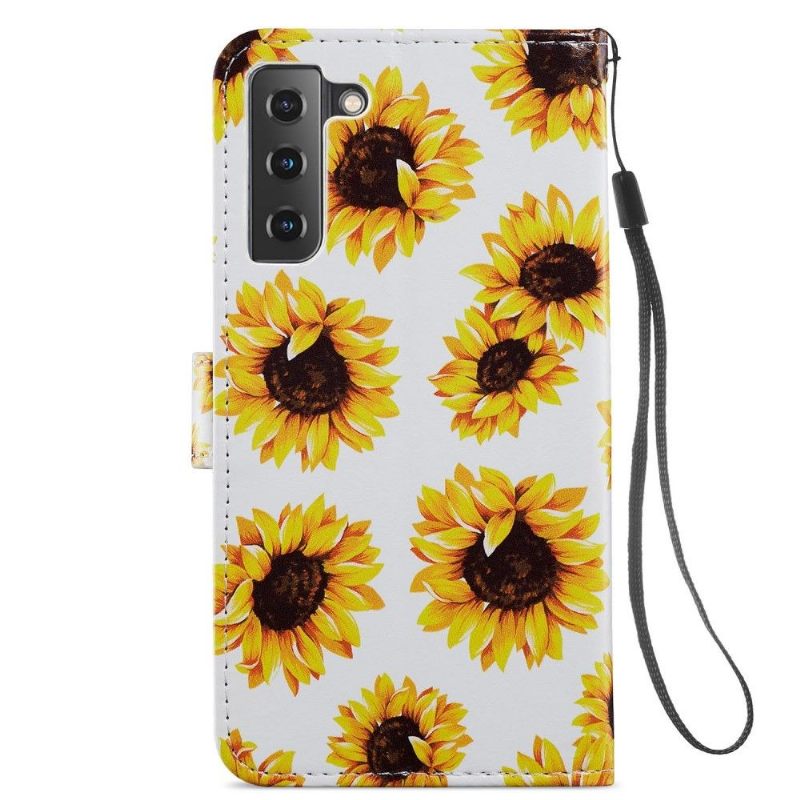 Folio-hoesje voor Samsung Galaxy S21 FE Zonnebloembloem