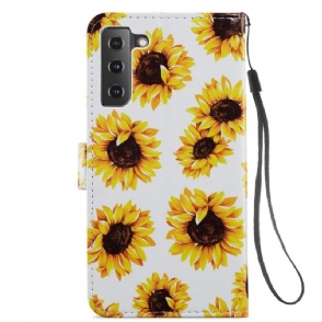 Folio-hoesje voor Samsung Galaxy S21 FE Zonnebloembloem