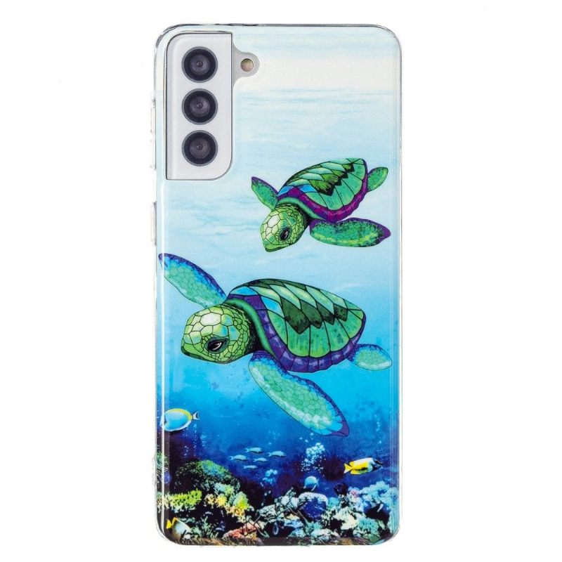 Hoesje voor Samsung Galaxy S21 FE Fluorescerende Schildpadden