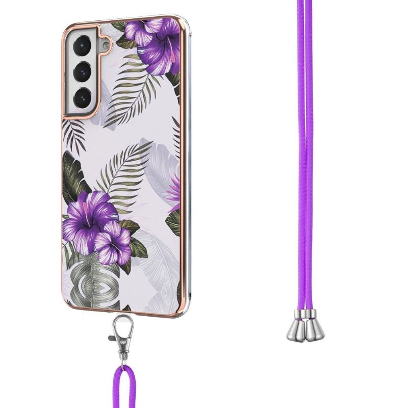 Hoesje voor Samsung Galaxy S21 FE Met Koord Exotische Bloemen