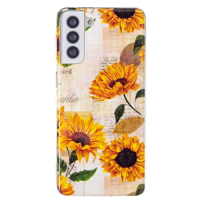 Hoesje voor Samsung Galaxy S21 FE Vintage Zonnebloem Fluorescerend