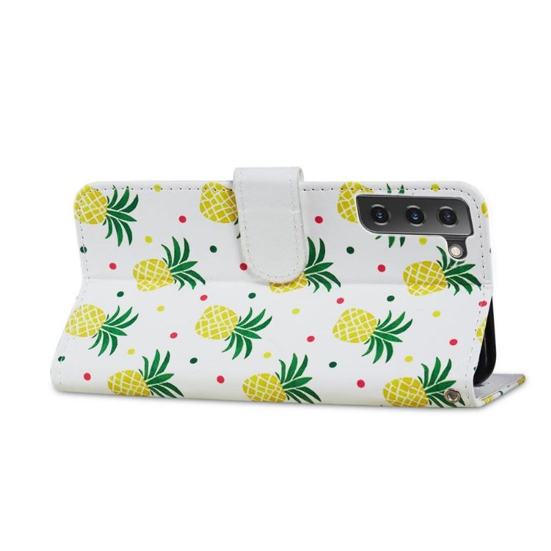 Leren Hoesje voor Samsung Galaxy S21 FE Bescherming Ananas