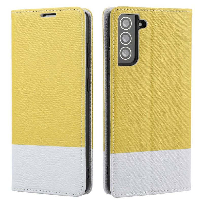 Leren Hoesje voor Samsung Galaxy S21 FE Bescherming Tweekleurige Bretels