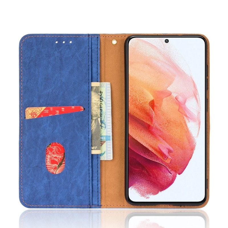 Leren Hoesje voor Samsung Galaxy S21 FE Folio-hoesje Retro Kunstleer