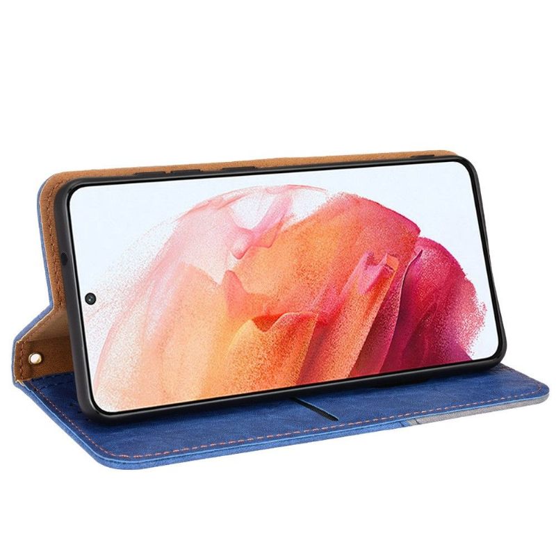 Leren Hoesje voor Samsung Galaxy S21 FE Folio-hoesje Retro Kunstleer