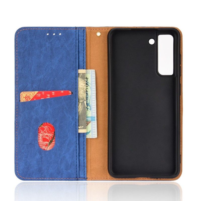 Leren Hoesje voor Samsung Galaxy S21 FE Folio-hoesje Retro Kunstleer