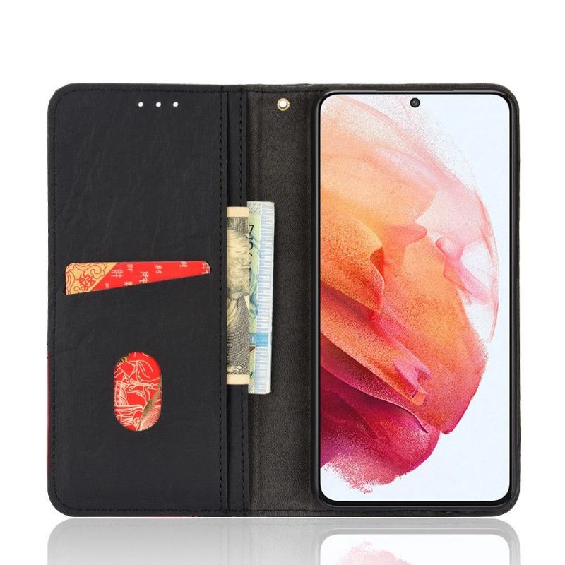 Leren Hoesje voor Samsung Galaxy S21 FE Folio-hoesje Retro Kunstleer