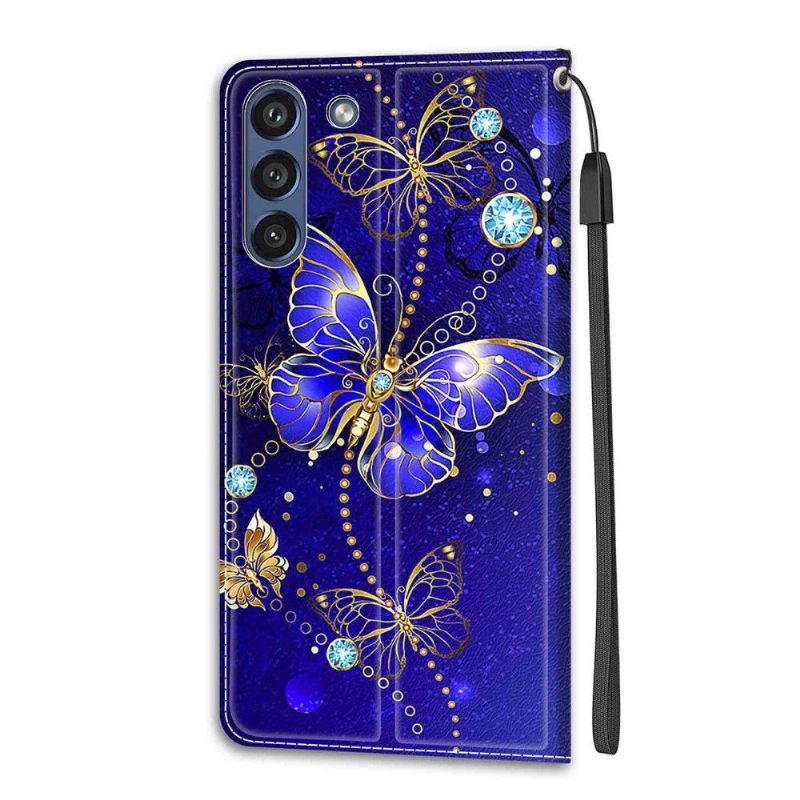 Leren Hoesje voor Samsung Galaxy S21 FE Paarse Vlinder