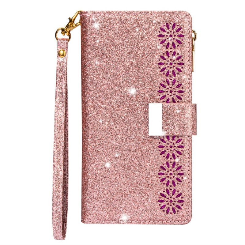 Flip Case voor iPhone 15 Pro Max Glitter Met Portemonnee