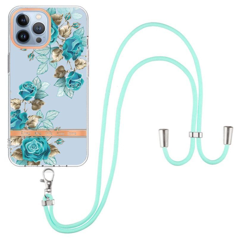 Hoesje voor iPhone 15 Pro Max Met Koord Cordonbloemen