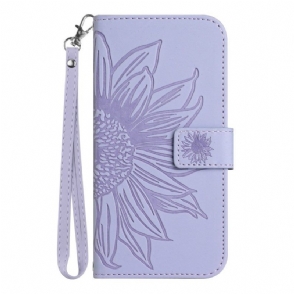 Leren Hoesje voor Poco M5 Zonnebloem Met Lanyard