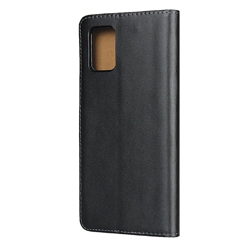 Cover voor Samsung Galaxy A51 5G Anti-fall Portemonnee Leren Folio-hoesje - Zwart