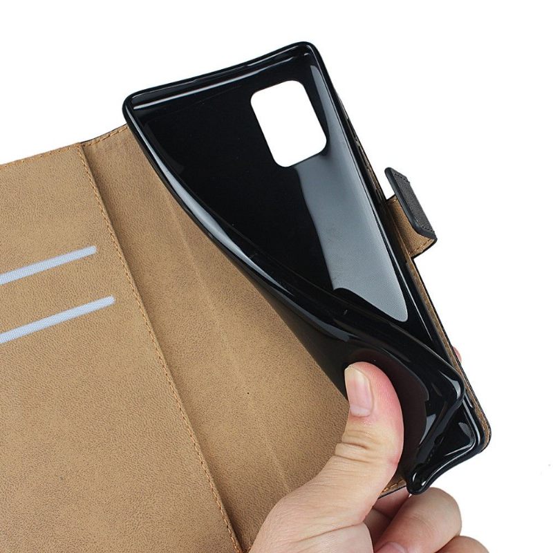 Cover voor Samsung Galaxy A51 5G Anti-fall Portemonnee Leren Folio-hoesje - Zwart