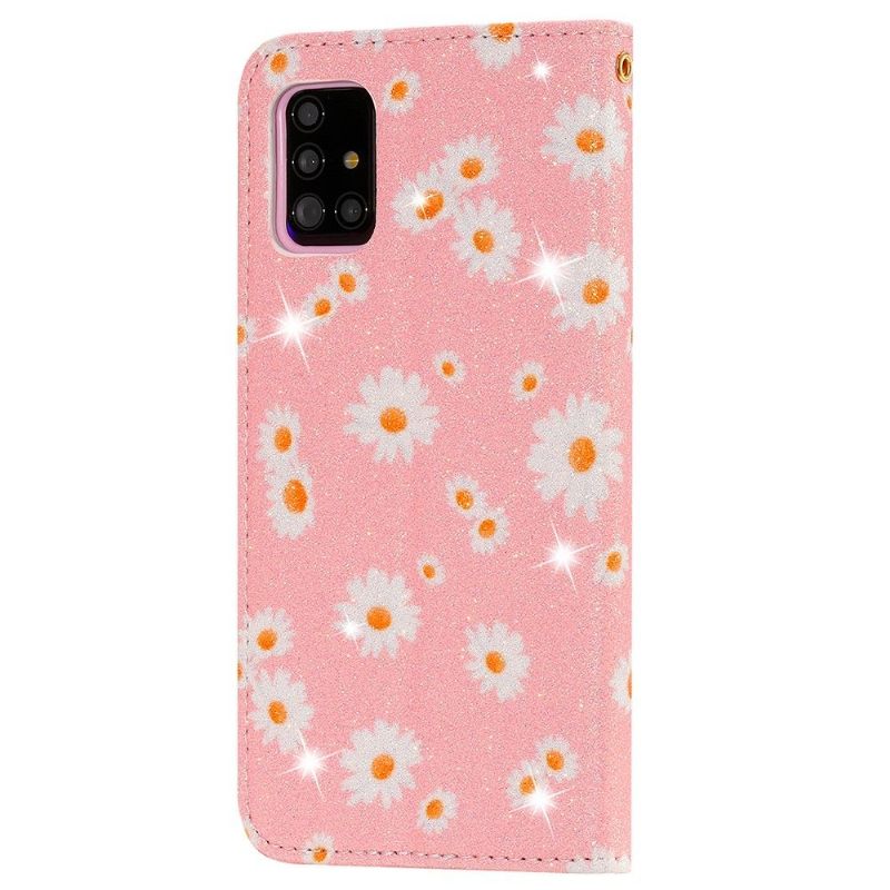 Folio-hoesje voor Samsung Galaxy A51 5G Madeliefjes - Roze