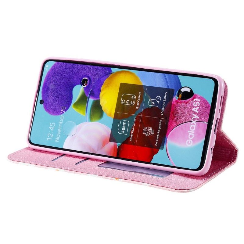 Folio-hoesje voor Samsung Galaxy A51 5G Madeliefjes - Roze