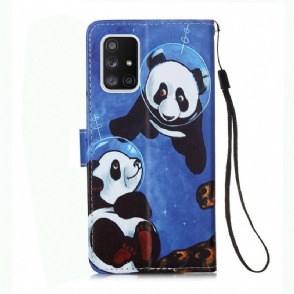 Folio-hoesje voor Samsung Galaxy A51 5G Panda-astronaut
