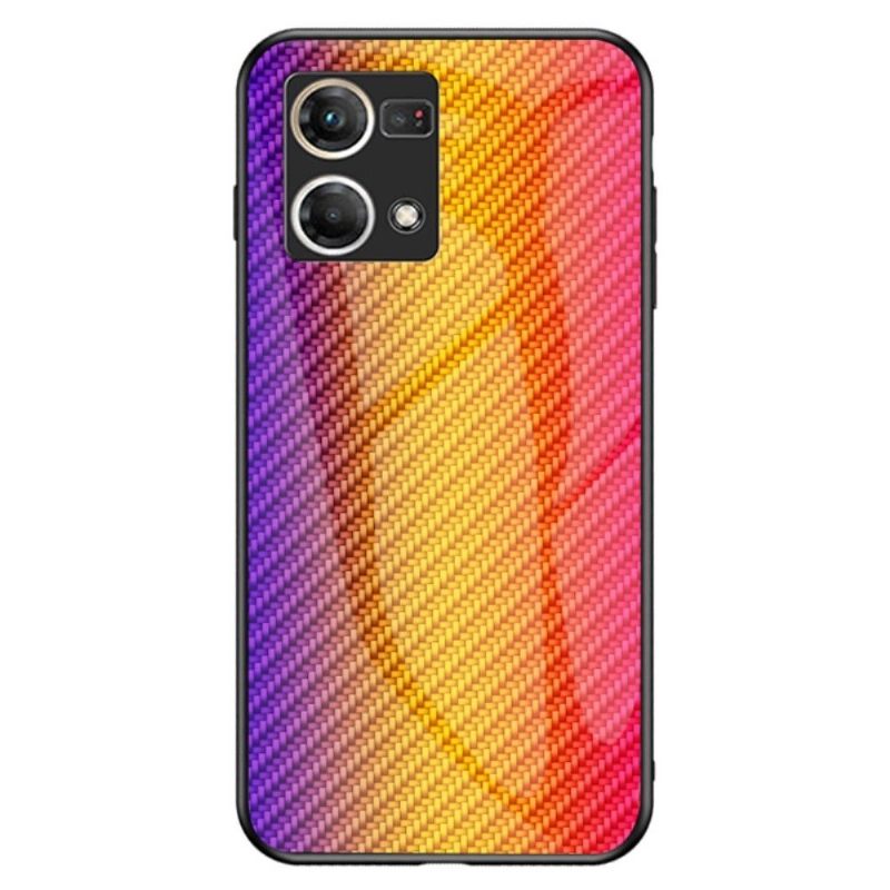 Telefoonhoesje voor Oppo Reno 7 Bescherming Gehard Glas In Koolstofvezelstijl