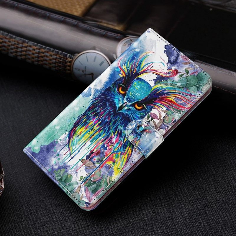 Leren Hoesje voor Xiaomi Mi 10T Lite Aquarel Uil